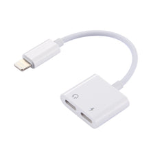 Load image into Gallery viewer, 2 in 1 8 Pin Male to 8 Pin Charging + 8 Pin Audio Female Earphone Adapter with Call Function, Support IOS 10.3.1 or Above