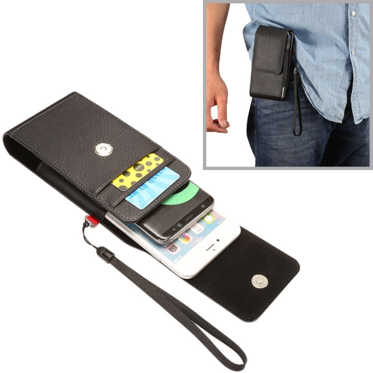 Universal Litchi Texture Vertical Flip Upright Lattice PU Leather Case / Waist Bag with Back Splint & Card Slots & Lanyard for iPhone 8 Plus & 7 Plus  , Galaxy Note 8 / S8 Plus / S9+, Huawei Mate 8