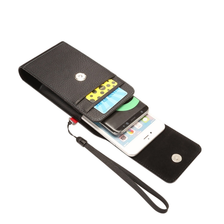 Universal Litchi Texture Vertical Flip Upright Lattice PU Leather Case / Waist Bag with Back Splint & Card Slots & Lanyard for iPhone 8 Plus & 7 Plus  , Galaxy Note 8 / S8 Plus / S9+, Huawei Mate 8