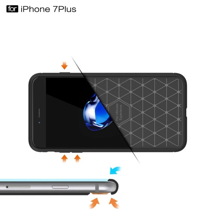 For iPhone 7 Plus Brushed Texture Fiber TPU Rugged Armor Protective Case