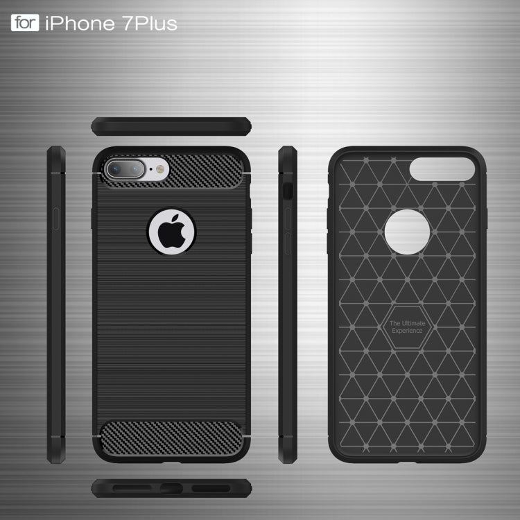 For iPhone 7 Plus Brushed Texture Fiber TPU Rugged Armor Protective Case