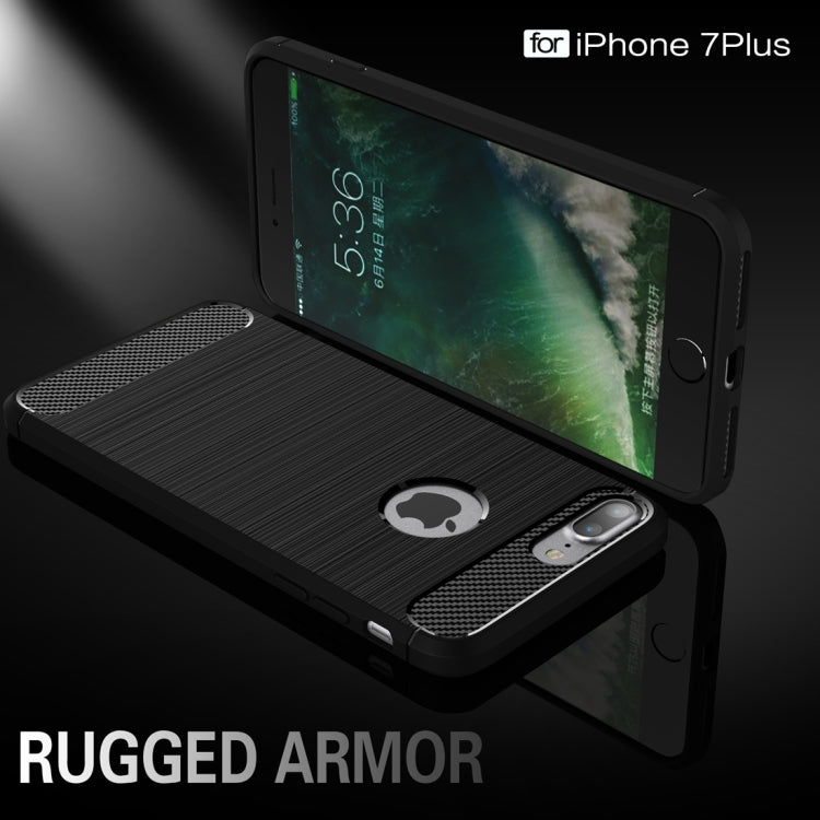 For iPhone 7 Plus Brushed Texture Fiber TPU Rugged Armor Protective Case