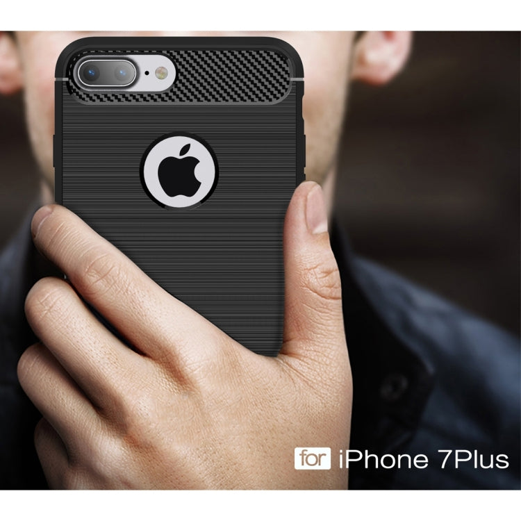 For iPhone 7 Plus Brushed Texture Fiber TPU Rugged Armor Protective Case