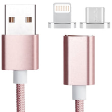 Load image into Gallery viewer, 2 in 1 5V 2A Micro USB &amp; 8 Pin to USB 2.0 Weave Style Magnetic Data Cable, Cable Length: 1.2m