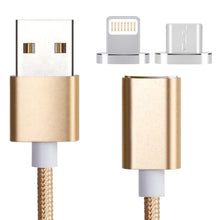 Load image into Gallery viewer, 2 in 1 5V 2A Micro USB &amp; 8 Pin to USB 2.0 Weave Style Magnetic Data Cable, Cable Length: 1.2m