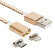 Load image into Gallery viewer, 2 in 1 5V 2A Micro USB &amp; 8 Pin to USB 2.0 Weave Style Magnetic Data Cable, Cable Length: 1.2m