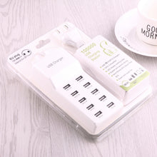 Load image into Gallery viewer, 5V 2.4A / 2.1A / 1A 10-Port USB Charger Adapter, EU Plug