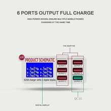 Load image into Gallery viewer, 899 30W QC 3.0 6 USB Ports Fast Charger with LCD Digital Display, EU Plug
