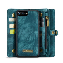 Load image into Gallery viewer, CaseMe for iPhone 8 Plus &amp; 7 Plus   Multifunctional Leather Billfold with Detachable Magnetic PC Back Protective Case &amp; Holder &amp; 11 Card Slots &amp; 3 Cash Slots &amp; 1 Zipper Wallet &amp; 2 Photo Frames &amp; 3 Magnetic Clasps, For 8P &amp; 7P