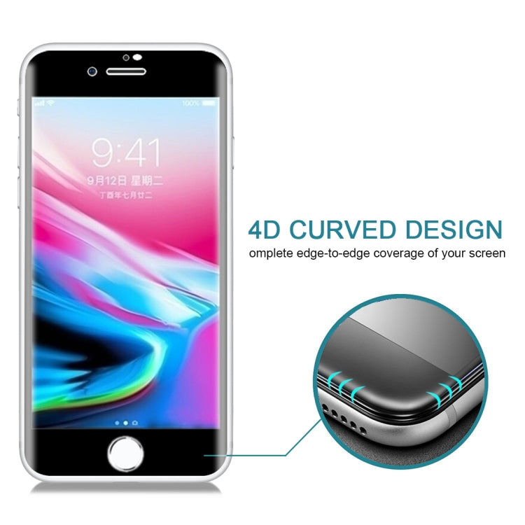For iPhone SE 2020 / 8 / 7  0.3mm 9H Surface Hardness 4D Curved Full Screen Tempered Glass Screen Protector