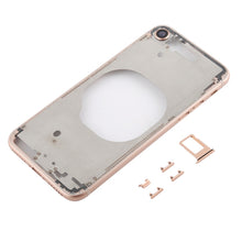Load image into Gallery viewer, Transparent Battery Back Cover with Camera Lens Frame &amp; SIM Card Tray &amp; Side Keys for iPhone 8, For iPhone 8 (Transparent Gold)