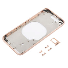 Load image into Gallery viewer, Transparent Battery Back Cover with Camera Lens Frame &amp; SIM Card Tray &amp; Side Keys for iPhone 8, For iPhone 8 (Transparent Gold)