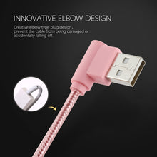 Load image into Gallery viewer, 25cm Nylon Weave Style USB to 8 Pin Double Elbow Charging Cable