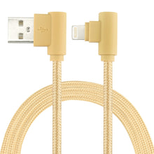 Load image into Gallery viewer, 25cm Nylon Weave Style USB to 8 Pin Double Elbow Charging Cable