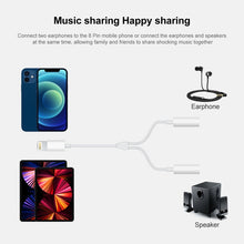 Load image into Gallery viewer, MH027 16cm 2 in 1 Dual 3.5mm Female to 8 Pin Male Audio Adapter