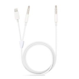 MH030 1m 2 in 1 8 Pin Male & 3.5mm Male to 3.5mm Male AUX Audio Cable For iPhone, iPad, Samsung, Huawei, Xiaomi, HTC