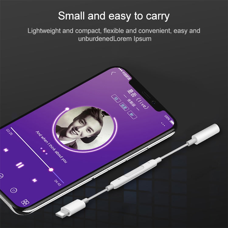 8 Pin Male to 3.5mm Female Headphone Jack Wire Control Bluetooth Audio Adapter, Support Music, Calls, Volume Control