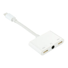 Load image into Gallery viewer, 8 Pin Male to Dual 8 Pin Female &amp; 3.5mm Female Audio Adapter
