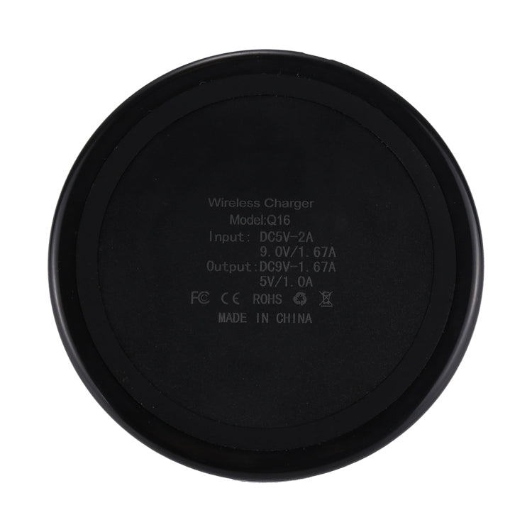DC 9V 1.67A / 5V 1A Universal Round Shape Qi Standard Fast Wireless Charger with Indicator Light