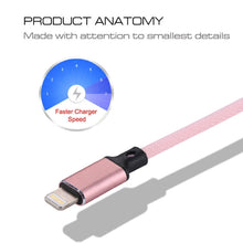 Load image into Gallery viewer, 1m 2A USB to 8 Pin Nylon Weave Style Data Sync Charging Cable, 8 Pin Pink, 8 Pin Blue, 8 Pin Red, 8 Pin White