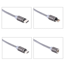 Load image into Gallery viewer, 1.05m 8 Pin + Micro USB + USB-C / Type-C to USB Weave Data Sync Charging Cable with LED Indicator