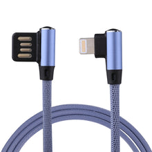 Load image into Gallery viewer, 1m 2.4A Output USB to 8 Pin Double Elbow Design Nylon Weave Style Data Sync Charging Cable