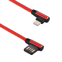 Load image into Gallery viewer, 1m 2.4A Output USB to 8 Pin Double Elbow Design Nylon Weave Style Data Sync Charging Cable
