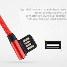 Load image into Gallery viewer, 1m 2.4A Output USB to 8 Pin Double Elbow Design Nylon Weave Style Data Sync Charging Cable