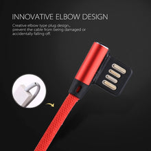 Load image into Gallery viewer, 1m 2.4A Output USB to 8 Pin Double Elbow Design Nylon Weave Style Data Sync Charging Cable
