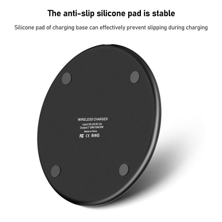 K8 15W Aluminum Alloy Round Desktop Wireless Charger with 1m Type-C Fast Charging Cable
