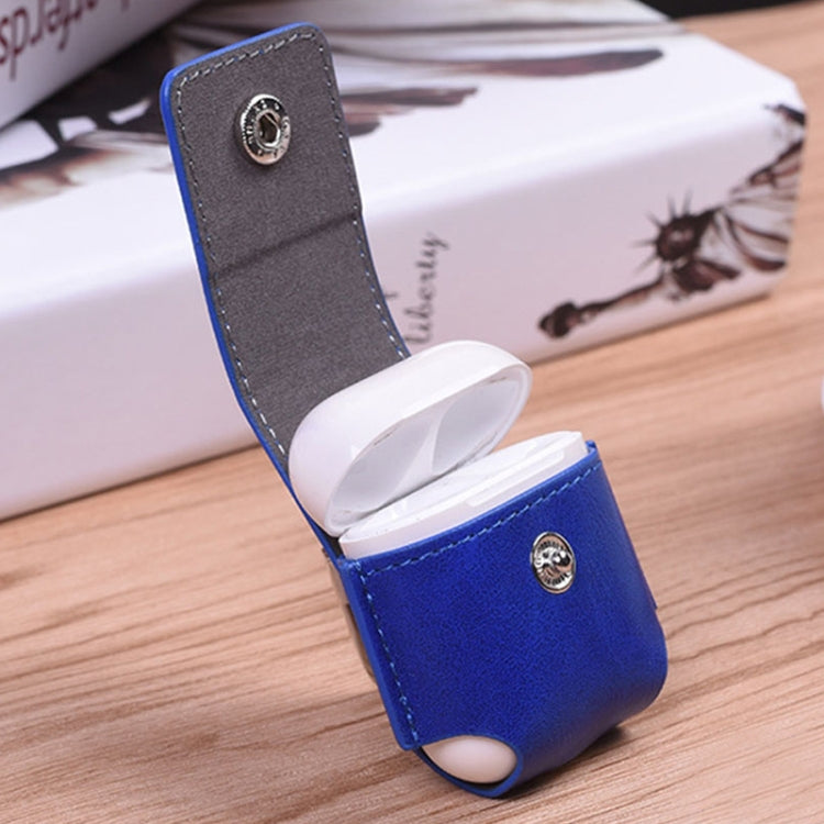 Creative Wireless Bluetooth Earphone PU Leather Protective Bag Anti-lost Storage Bag with Hook for Apple AirPods 1/2 (Earphone is not Included)