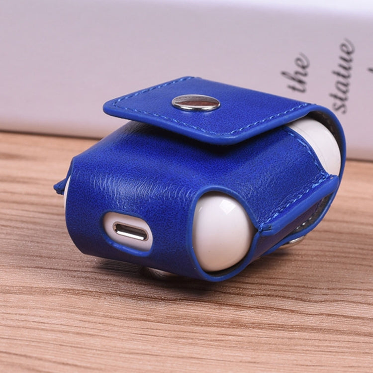 Creative Wireless Bluetooth Earphone PU Leather Protective Bag Anti-lost Storage Bag with Hook for Apple AirPods 1/2 (Earphone is not Included)
