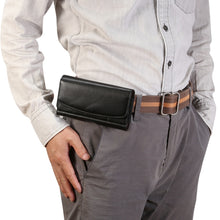 Load image into Gallery viewer, Lambskin Elastic Band Men 4.8 Inch Mobile Phone Universal Hanging Waist Leather Case with Card Slot