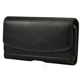 Lambskin Elastic Band Men 4.8 Inch Mobile Phone Universal Hanging Waist Leather Case with Card Slot