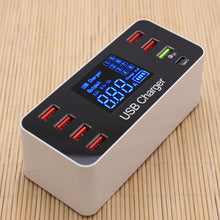 Load image into Gallery viewer, A9+ Multi-function AC 100V~240V 8 Ports USB Digital Display LCD Detachable Charging Station Smart Charger,Support QC3.0