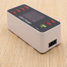 Load image into Gallery viewer, A9+ Multi-function AC 100V~240V 8 Ports USB Digital Display LCD Detachable Charging Station Smart Charger,Support QC3.0