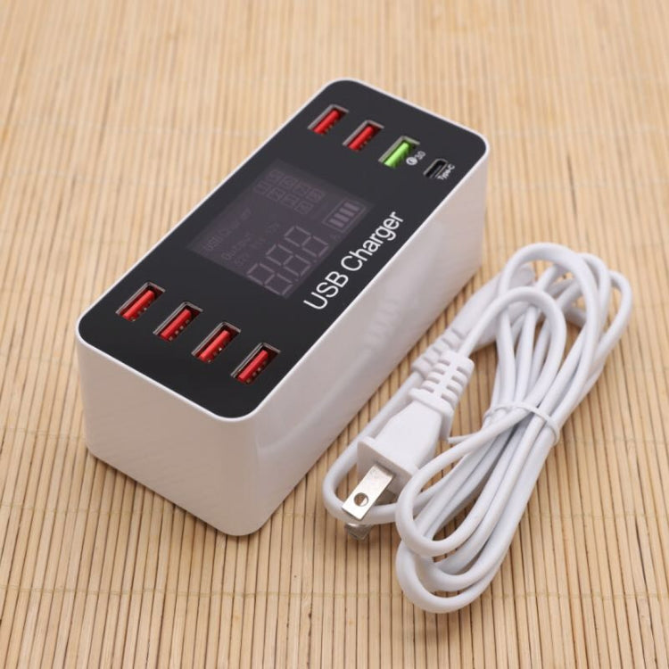A9+ Multi-function AC 100V~240V 8 Ports USB Digital Display LCD Detachable Charging Station Smart Charger,Support QC3.0