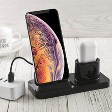 Load image into Gallery viewer, Wireless Rechargeable Base Charging Station Holder for Mobile Phone &amp; Headset, with Micro USB + USB-C / Type-C + 8 Pin Interface