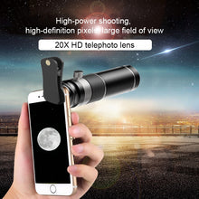 Load image into Gallery viewer, Universal 20X Mobile Phone HD Telephoto Telescope Lens with Tripod &amp; Clip