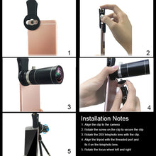 Load image into Gallery viewer, Universal 20X Mobile Phone HD Telephoto Telescope Lens with Tripod &amp; Clip