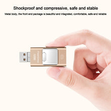 Load image into Gallery viewer, 64GB USB 3.0 + 8 Pin + Mirco USB Android iPhone Computer Dual-use Metal Flash Drive