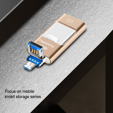 Load image into Gallery viewer, 128GB USB 3.0 + 8 Pin + Mirco USB Android iPhone Computer Dual-use Metal Flash Drive