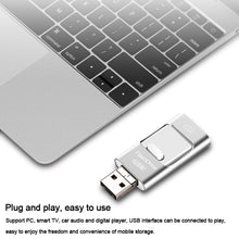 Load image into Gallery viewer, 128GB USB 3.0 + 8 Pin + Mirco USB Android iPhone Computer Dual-use Metal Flash Drive