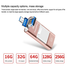 Load image into Gallery viewer, 128GB USB 3.0 + 8 Pin + Mirco USB Android iPhone Computer Dual-use Metal Flash Drive