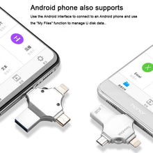 Load image into Gallery viewer, 4 in 1 8GB USB 3.0 + 8 Pin + Mirco USB + USB-C / Type-C Dual-use Flash Drive with OTG Function