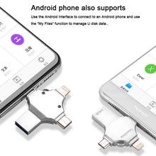 Load image into Gallery viewer, 4 in 1 64GB USB 3.0 + 8 Pin + Mirco USB + USB-C / Type-C Dual-use Flash Drive with OTG Function