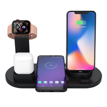 Load image into Gallery viewer, HQ-UD15 5 in 1 8 Pin + Micro USB + USB-C / Type-C Interfaces + 8 Pin Earphone Charging Interface + Wireless Charging Charger Base with Watch Stand (White)