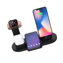 Load image into Gallery viewer, HQ-UD15 5 in 1 8 Pin + Micro USB + USB-C / Type-C Interfaces + 8 Pin Earphone Charging Interface + Wireless Charging Charger Base with Watch Stand (White)