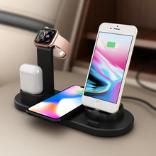 Load image into Gallery viewer, HQ-UD15 5 in 1 8 Pin + Micro USB + USB-C / Type-C Interfaces + 8 Pin Earphone Charging Interface + Wireless Charging Charger Base with Watch Stand (White)