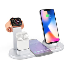Load image into Gallery viewer, HQ-UD15 5 in 1 8 Pin + Micro USB + USB-C / Type-C Interfaces + 8 Pin Earphone Charging Interface + Wireless Charging Charger Base with Watch Stand (White)